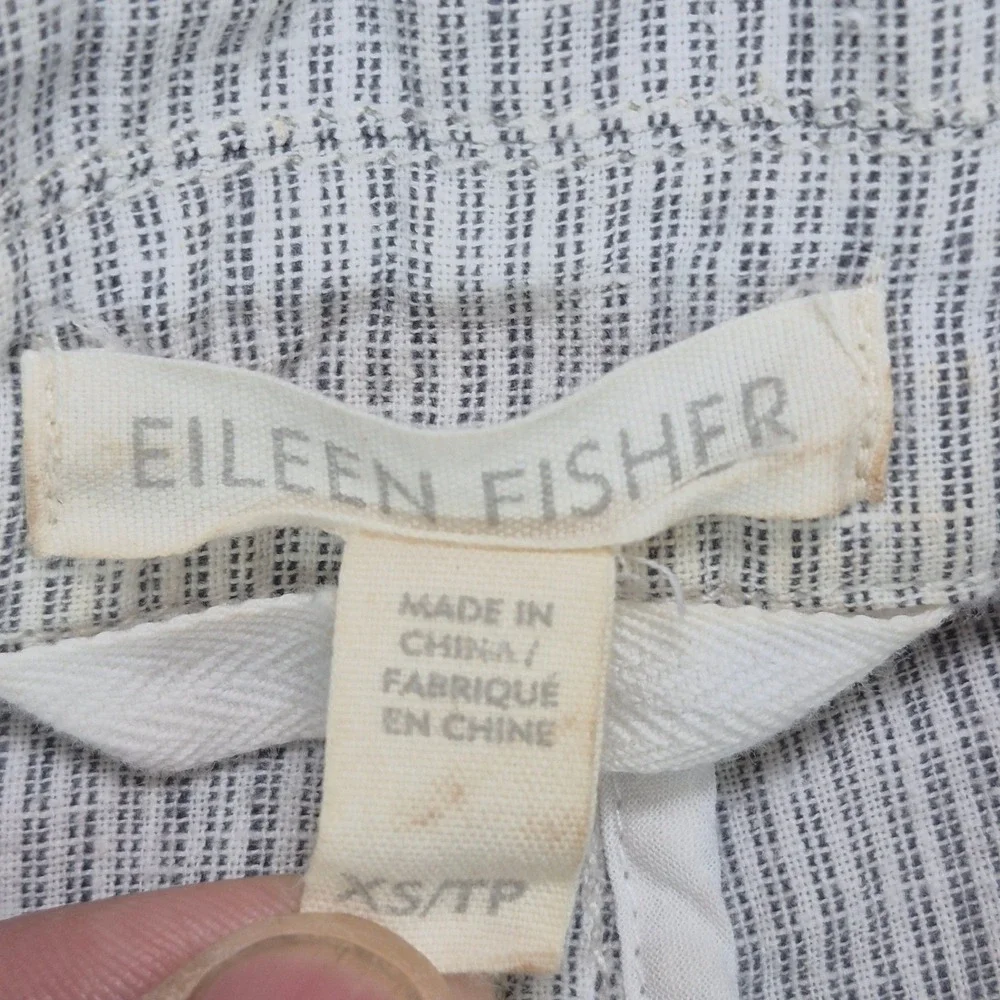 Eileen Fisher Blazer Womens XS Gray Pinstripe Hemp Organic Cotton Jacket